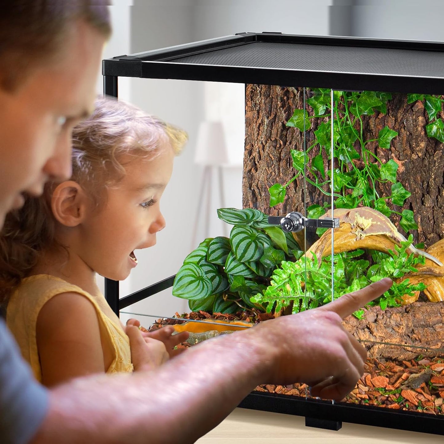 34 Gallon Reptile Tank, Glass Reptiles Terrarium 24" x 18" x 18", Sliding Door, Top Ventilation, Cable Pass, Humidify Hole, Glass Reptile Cage Habitat for Bearded Dragon, Lizard, Snake, Gecko