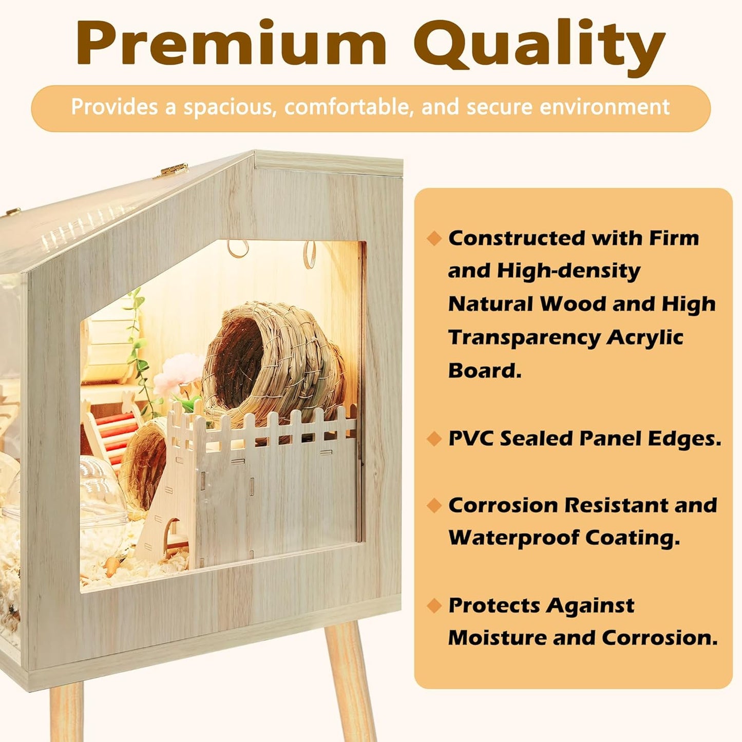 Prolee Hamster Cage with Legs, Guinea Pig Cages Chew Proof, Hamster House, Hamster Cages and Habitats, 32" L x 16" W x 40" H