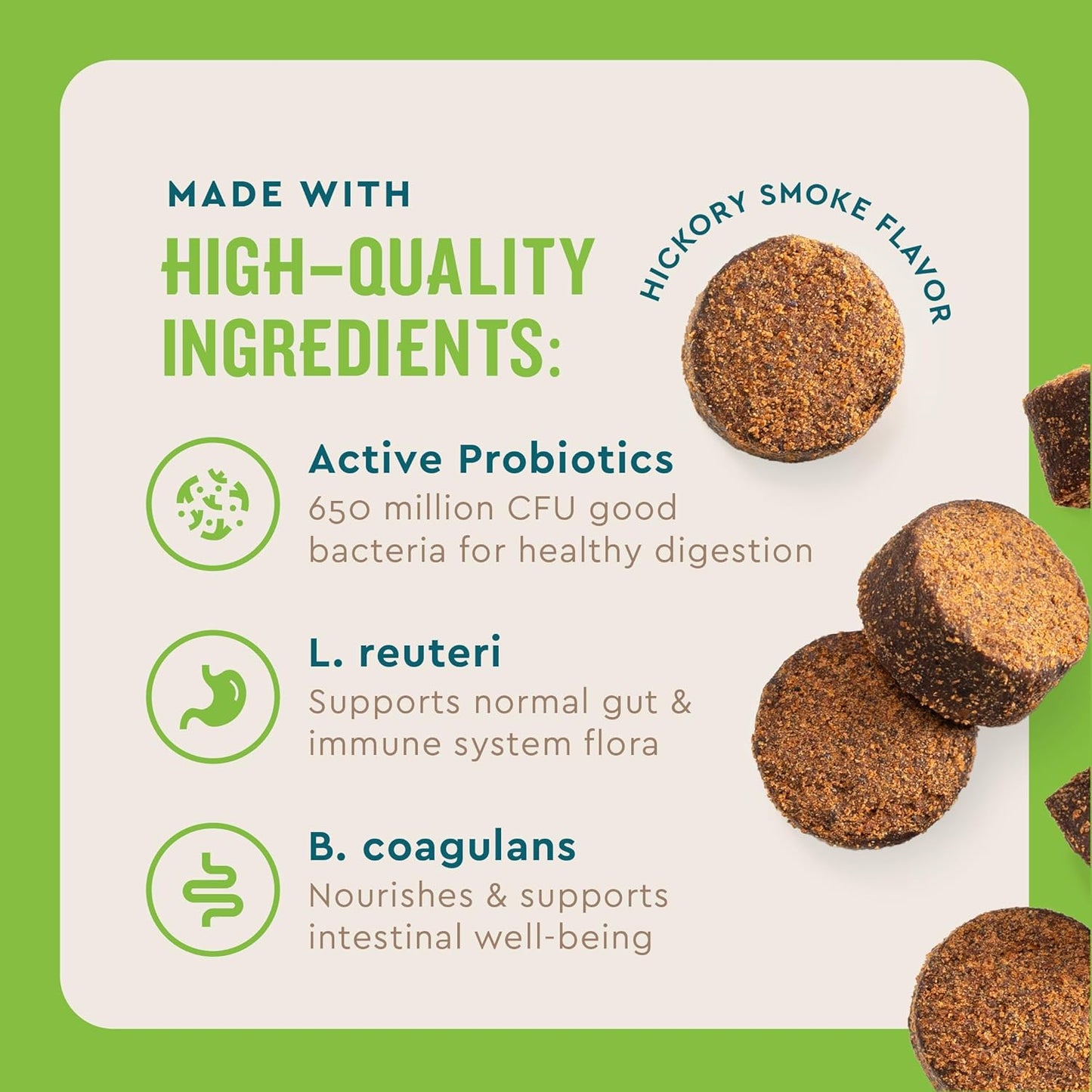 VetIQ Probiotic Supplement for Dogs, Digestive Support for Dogs, Nourishes Gut Bacteria and Supports Bowel Function, Hickory Smoke Flavor, Made in The USA, 60 Count