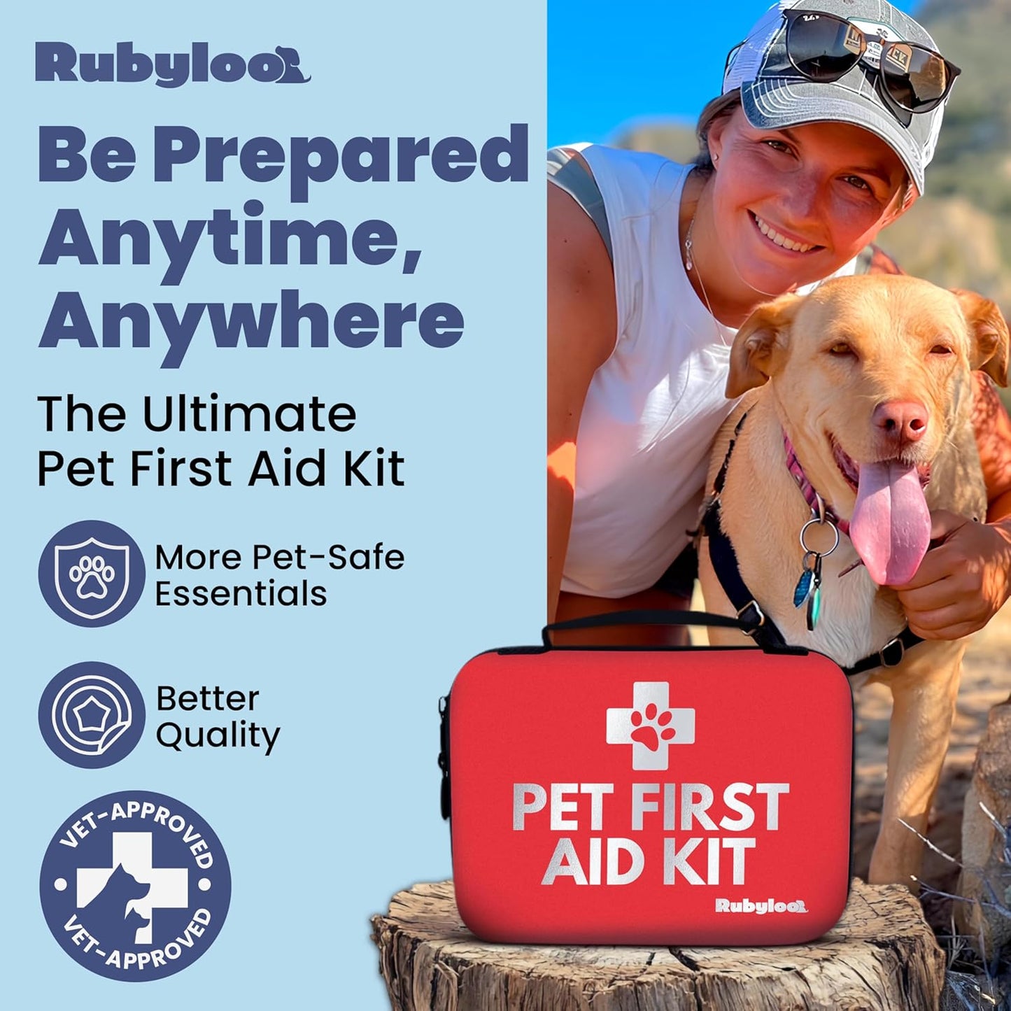 Dog First Aid Kit - Vet Approved Pet First Aid Supplies to Treat Dogs & Cats in an Emergency - Pet First Aid Kit Guide, Tick Remover, Slip Leash & Medical Essentials for Home, Camping, Car, RV, Travel