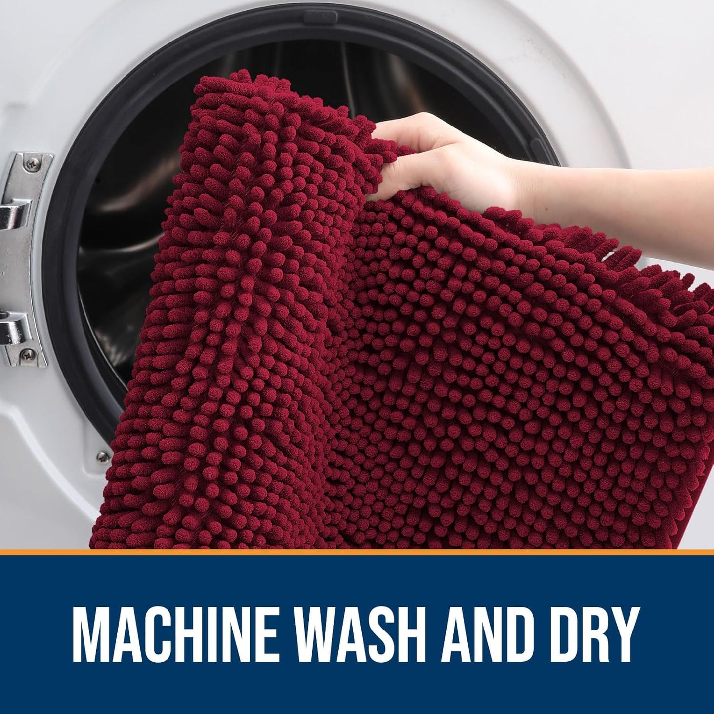 OLANLY Dog Door Mat for Muddy Paws 47x32, Absorbs Moisture and Dirt, Absorbent Non-Slip Washable Doormat, Quick Dry Chenille Mud Mat for Dogs, Entry Indoor Entryway Carpet for Inside Floor, Burgundy