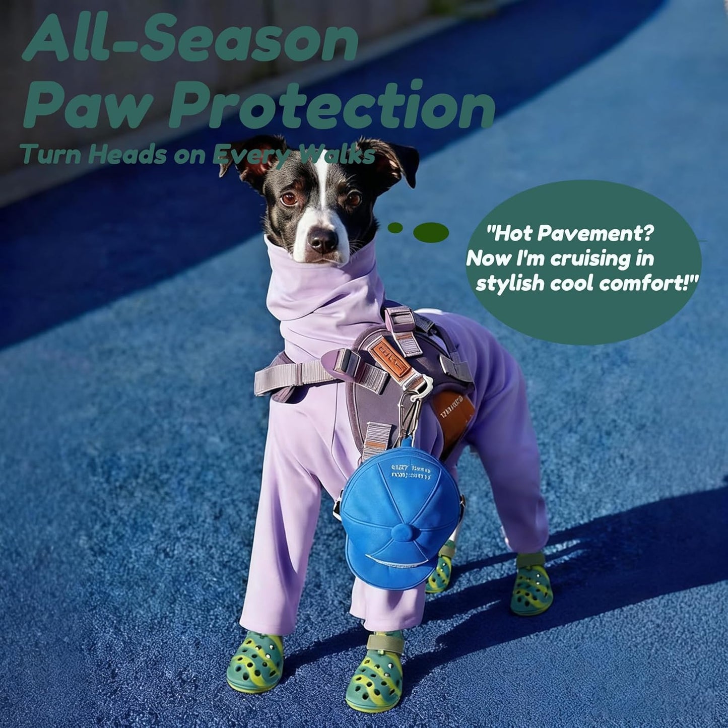 Dog Shoes for Hot Pavement and Snow, Silicone Dog Booties for Small Medium Large Dogs, Waterproof Paw Protectors- Non-Slip, Adjustable Straps, Dog Boots for Beach/Rain/Hiking (Green, L)