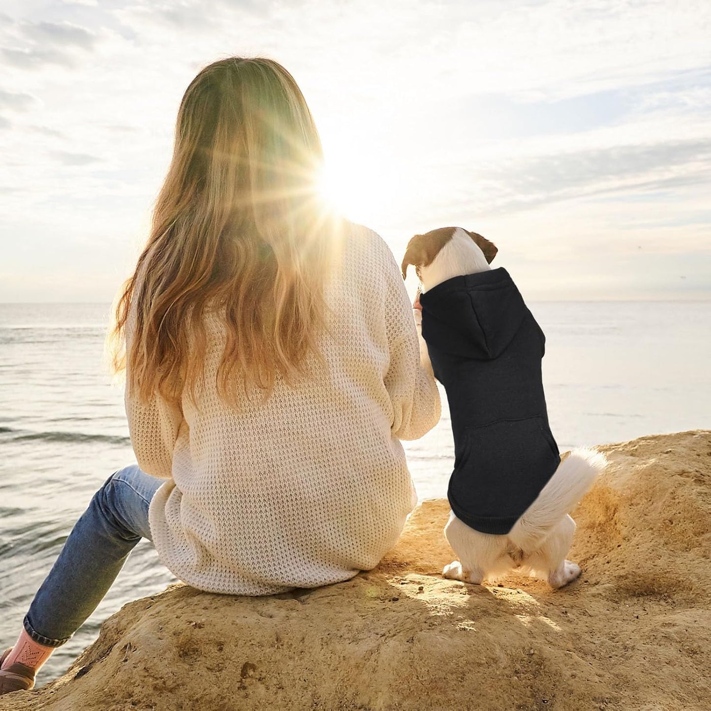 Dog Sweaters for Medium Dogs Dog Hoodie Fleece Dog Sweater Soft Dog Clothes Sweatshirt with Pocket Dog Hoodie for Medium Dogs(Black&M)