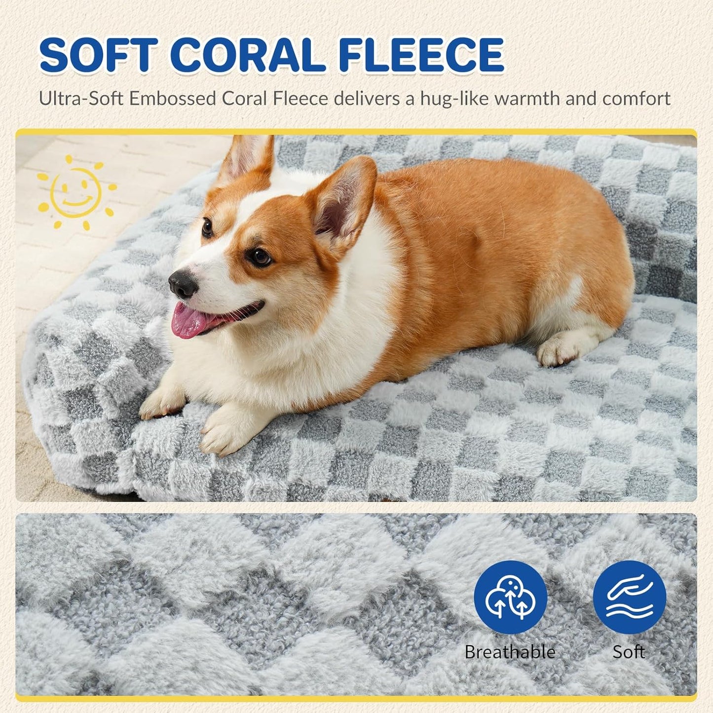 Cat Bed Cat Couch for Puppy and Kitten, Fluffy Pet Sofas Medium Dog Sofa Bed, Supportive Cats Sofa for Indoor Cats, Washable Cover & Non-Slip, 32 inch, Grey