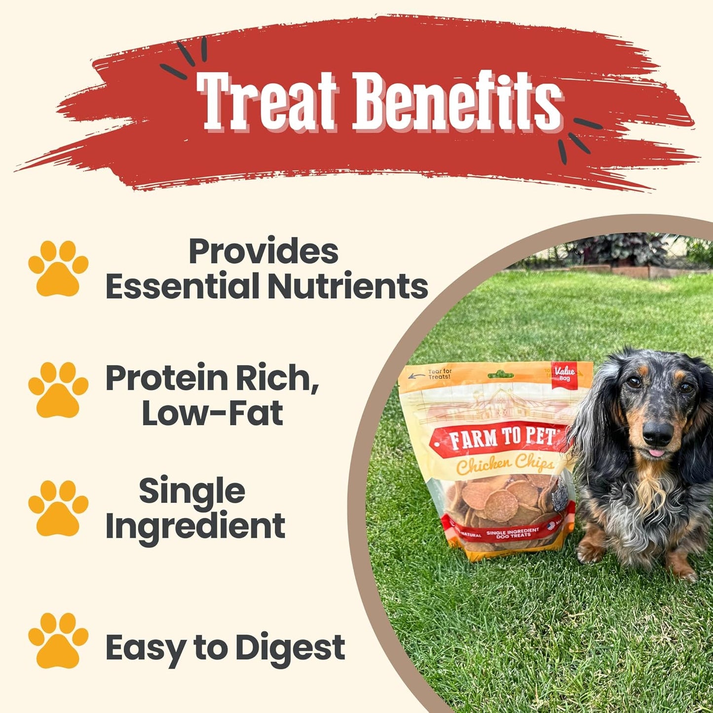 Farm To Pet - Dog Training Treats - Chicken Chips, Single Ingredient - 12 oz, Lean, All Natural, Healthy Dog Treats for Small, Medium, Large Breeds, & Puppies, Made in USA