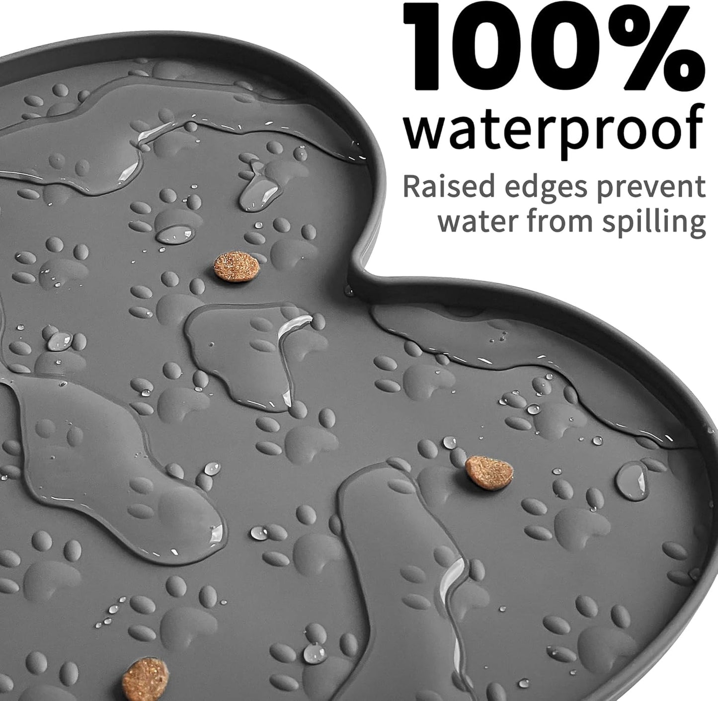 Dog Food Mat Anti-Slip Silicone Dog Bowl Mat Thicker Pet Placemat Waterproof Cat Feeder Pad with Raised Edge Puppy Kitten Feeding Mats Suitable Small Medium-Sized Dogs Cats Eating Tray