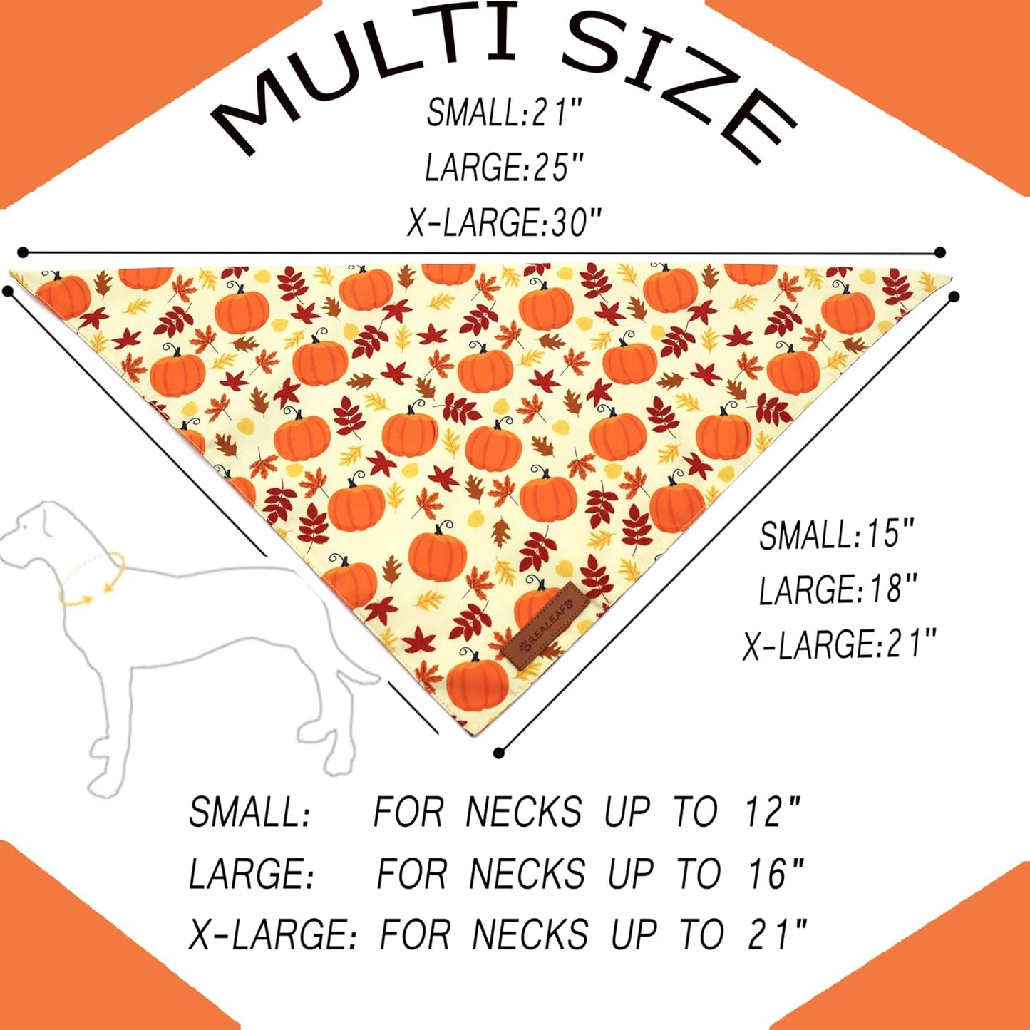Realeaf Thanksgiving Dog Bandanas 2 Pack, Pumpkins and Happy Thanksgiving Pet Scarf for Boy and Girl, Premium Durable Fabric, Reversible Holiday Bandana for Small and Medium Dogs Pets (Small)