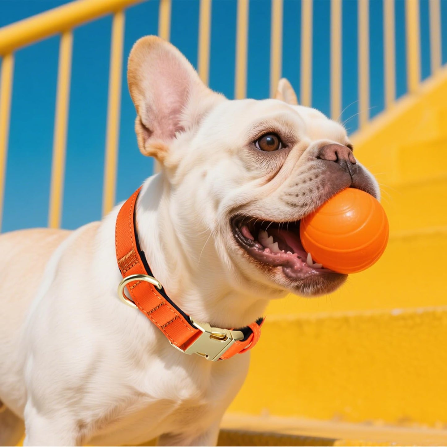Didog Soft Padded Dog Collars for Medium Dogs, Colorful and Durable Dog Collar with Quick Release Buckle, Light and Breathable for Daily Walking, Orange, M