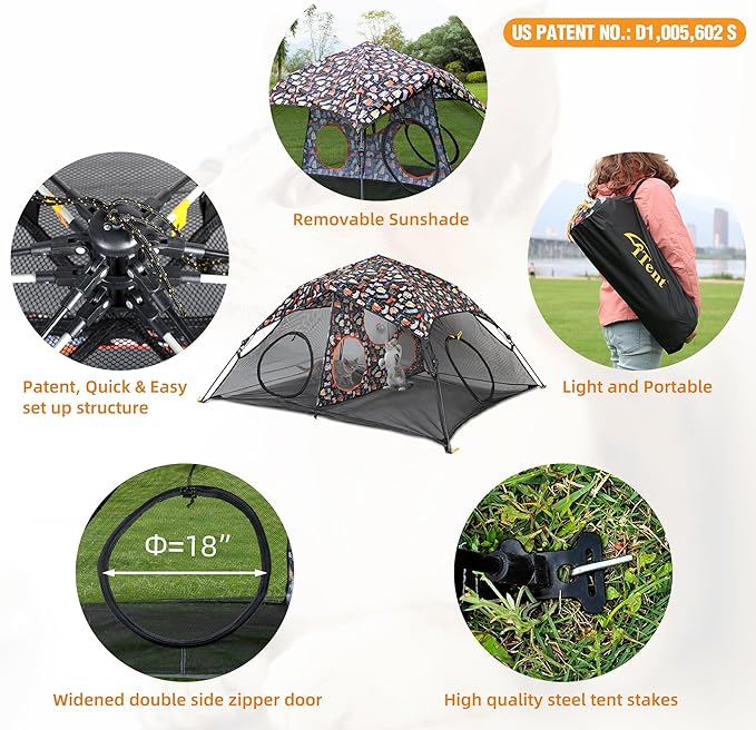 Outdoor Cat Play Tent for Indoors and Outdoors (X- Large Portable Pet House, Outdoor Cat Enclosure for Cats, Rabbits and Small Animals Easy to Connect with Run Tunnels, Cubes (Patented)