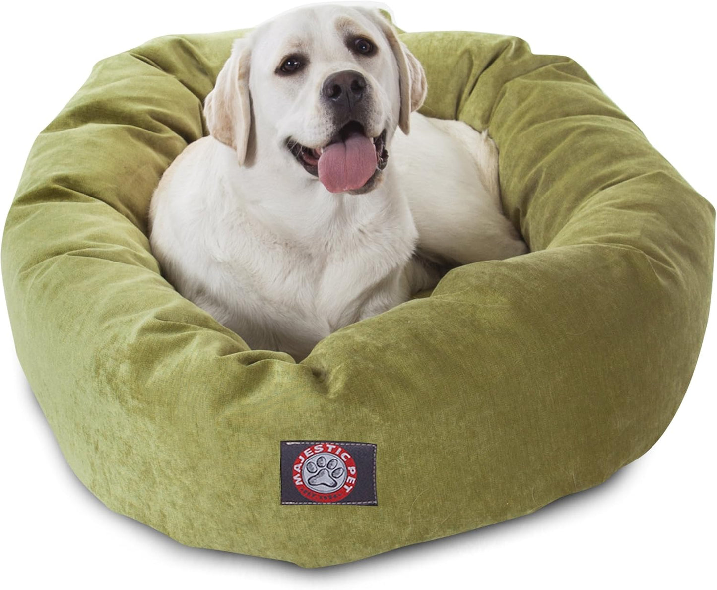 Majestic Pet 40 Inch Micro Velvet Calming Dog Bed Washable 40x29x9 (inch) – Cozy Soft Round Donut Dog Bed with Spine for Head Support - Pet Bed Large – Apple (2025)