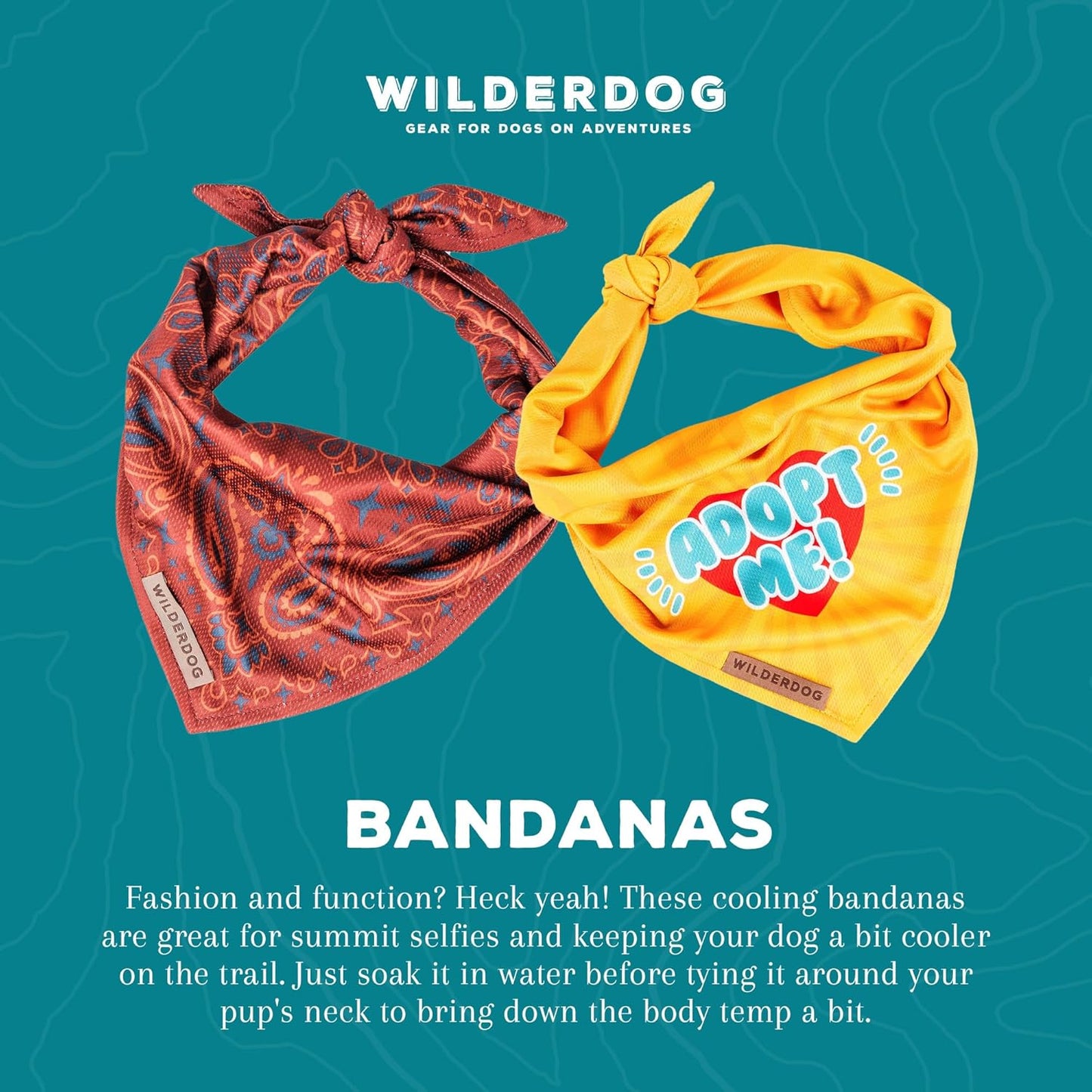 Wilderdog Dog Bandana with Lightweight Quick Drying Poly-Blend Mesh Material in Tiedye