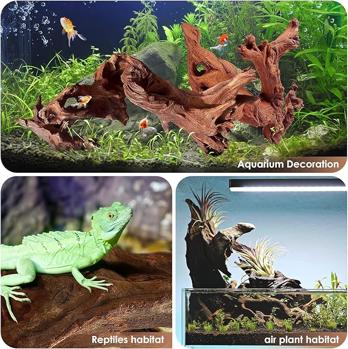 Natural Small Aquarium Driftwood for Fish Tanks & Reptile Terrariums – 100% Safe Fish Tank Decorations, Unique Twisted Branches 5-Piece 4-8 Inch Low Tannin, Easy to Sink