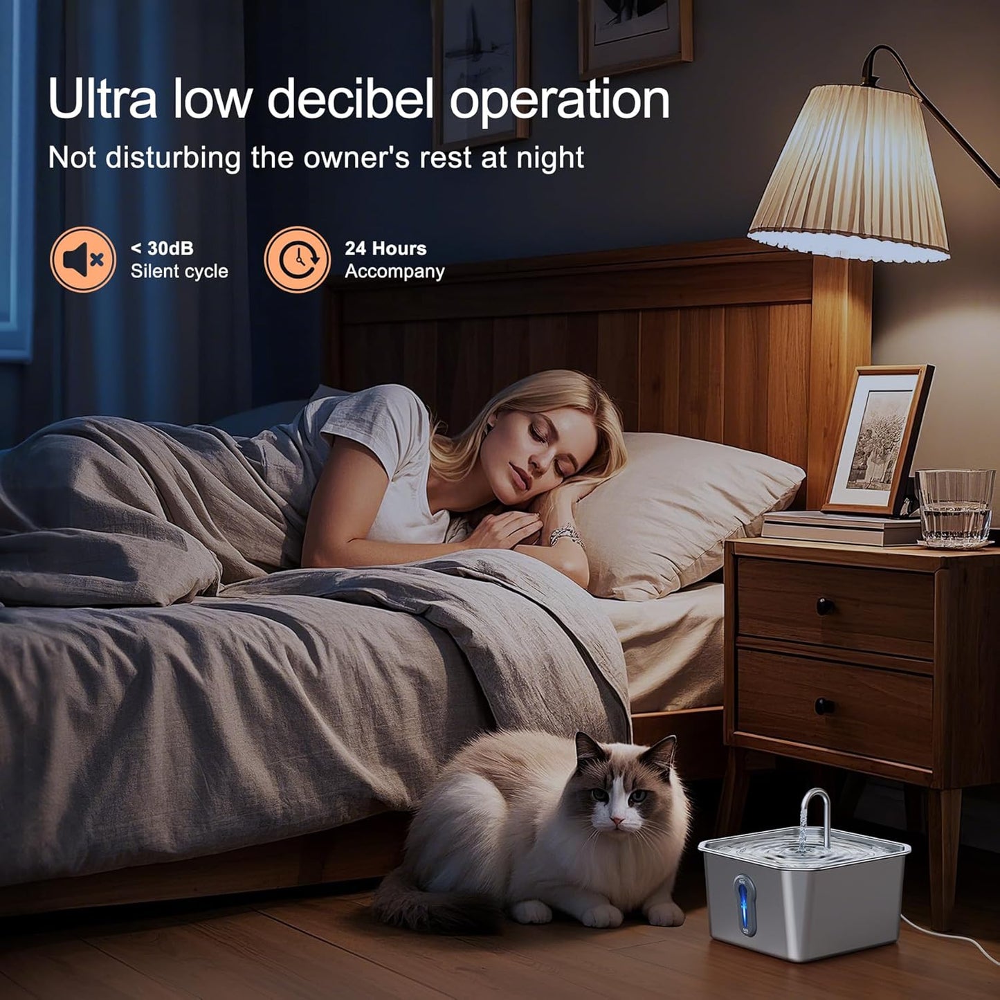 Stainless Steel Cat Water Fountain, 4L/135oz Automatic Circulation pet Water Dispenser, Quiet cat Bowl Water Dispenser, Suitable for Cats, Dogs and Multiple Pets. (Pet Fountain+2 Filters+2 Sponges)