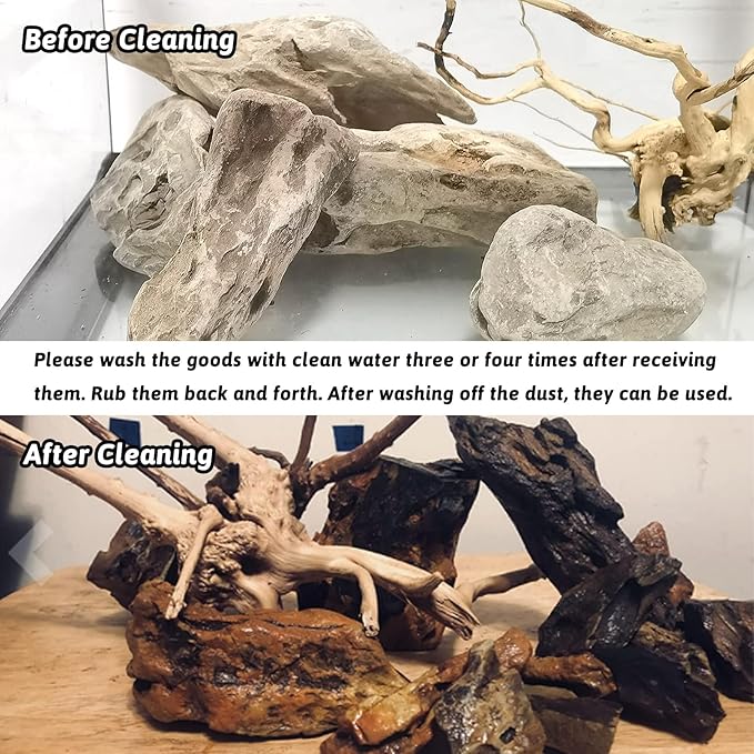 PINVNBY Dragon Stone Ohko Natural Aquarium Rocks - Mixed Sizes Perfect for Reptile & Amphibian Tanks - 4.5 lbs