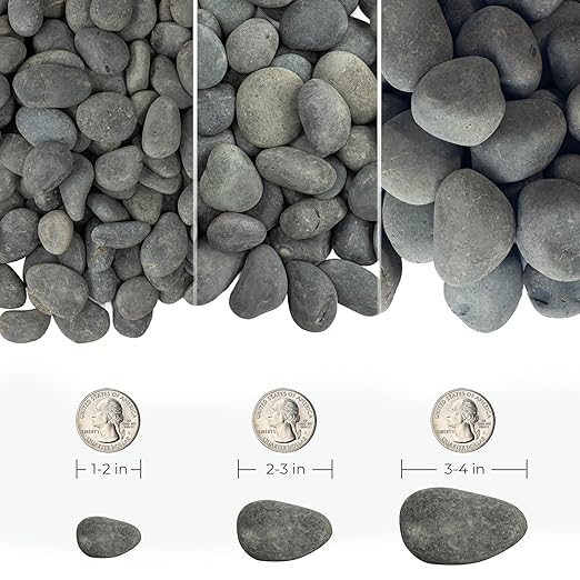 Large River Rocks for Landscaping 20lbs, 2-3 Inch Big Black Pebbles, Hand-Picked Premium Stones for Garden Design, Fish Tank, Flower Pots, Pathways and Backyard