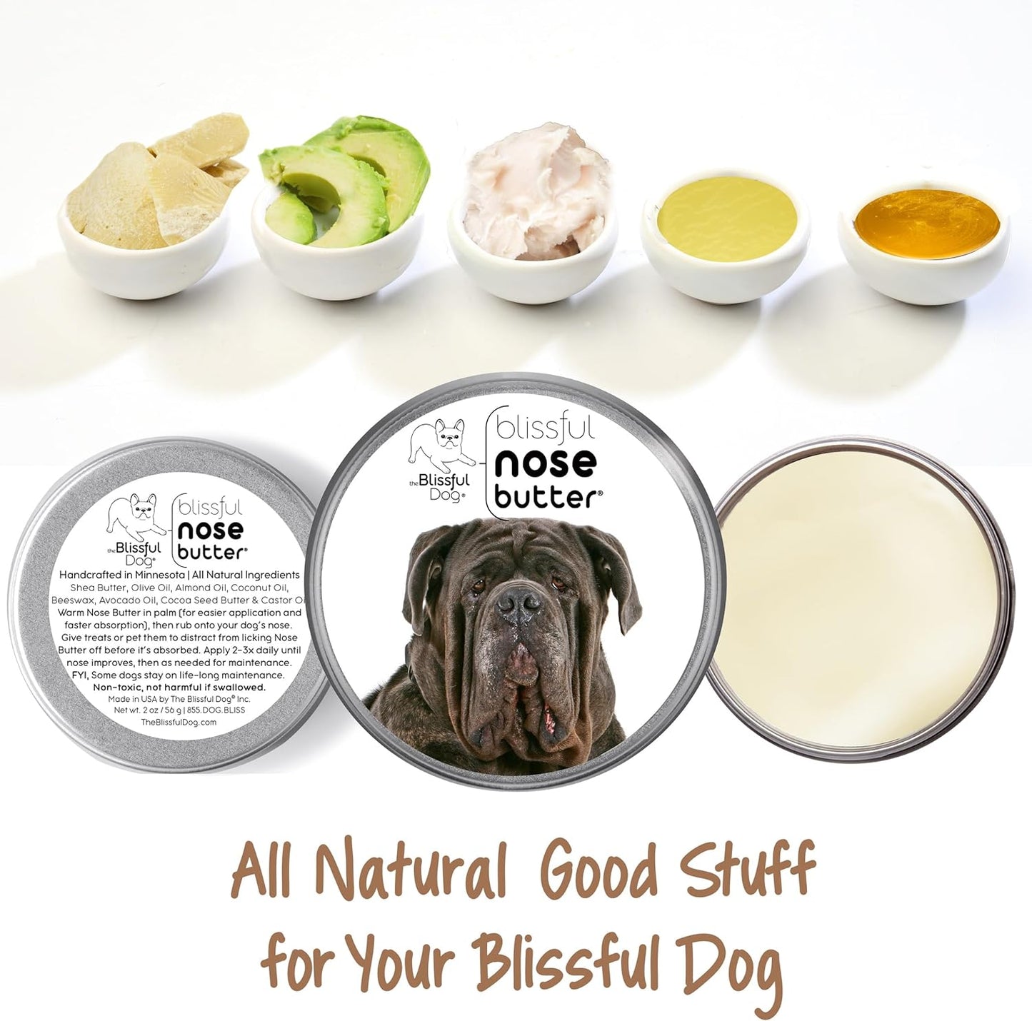 The Blissful Dog Neapolitan Mastiff Unscented Nose Butter - Dog Nose Butter, 16 Ounce