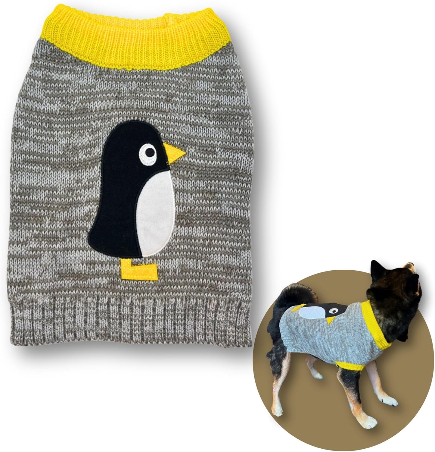 Cute Sweater for Dogs and Cats Soft Flannel Pet Outfit Warm and Cozy Animal Hoodie Small to Large Pet Clothes for Halloween Parties and Everyday Wear (Small, Grey Pinguin)