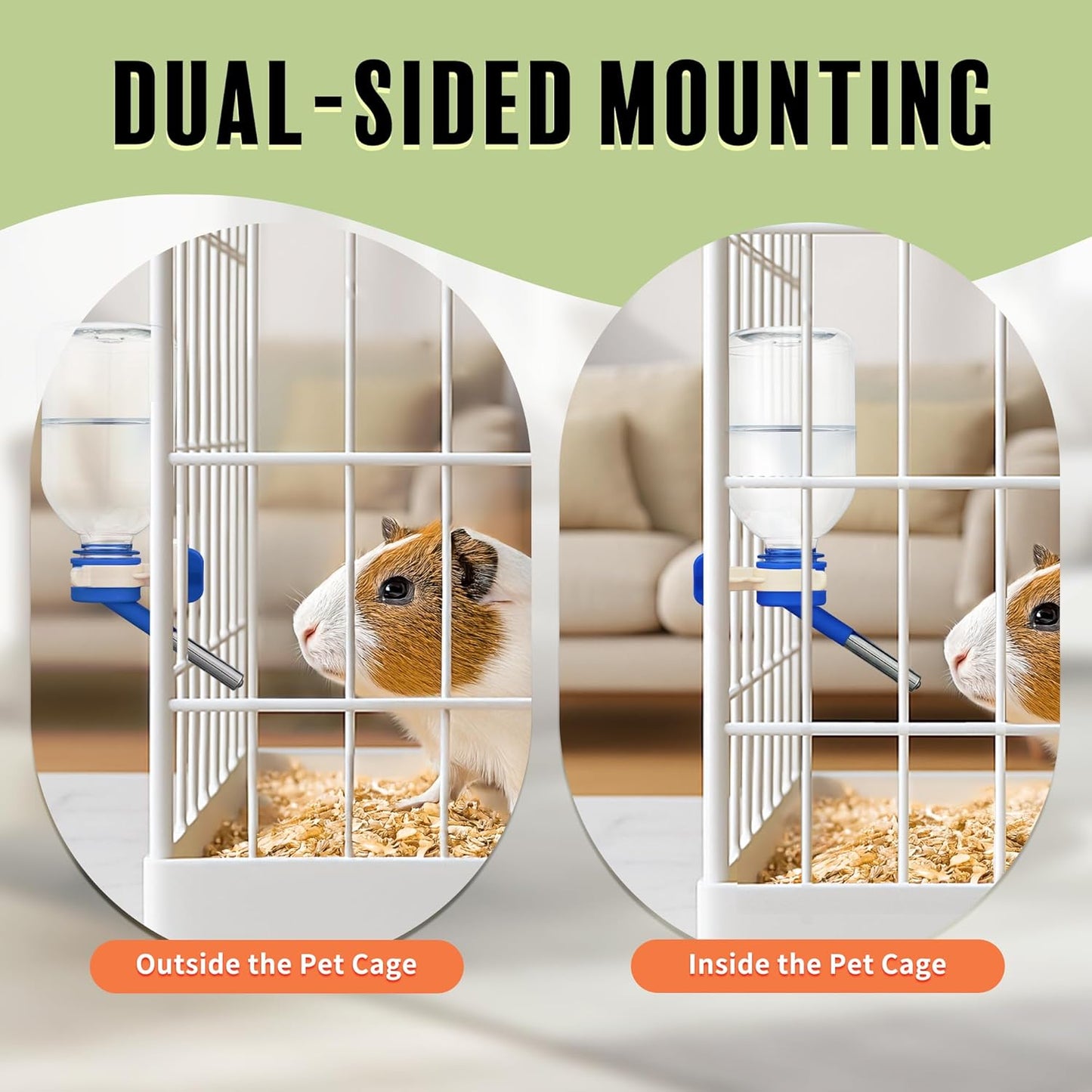 Choco Nose Patented No-Drip Water Bottle/Feeder for Guinea Pigs/Hamsters/Bunnies/Ferrets/Other Small Pets, Critters and Animals - for Cages, Crates or Wall Mount. 10.2oz. Nozzle 10mm, Blue (C128)