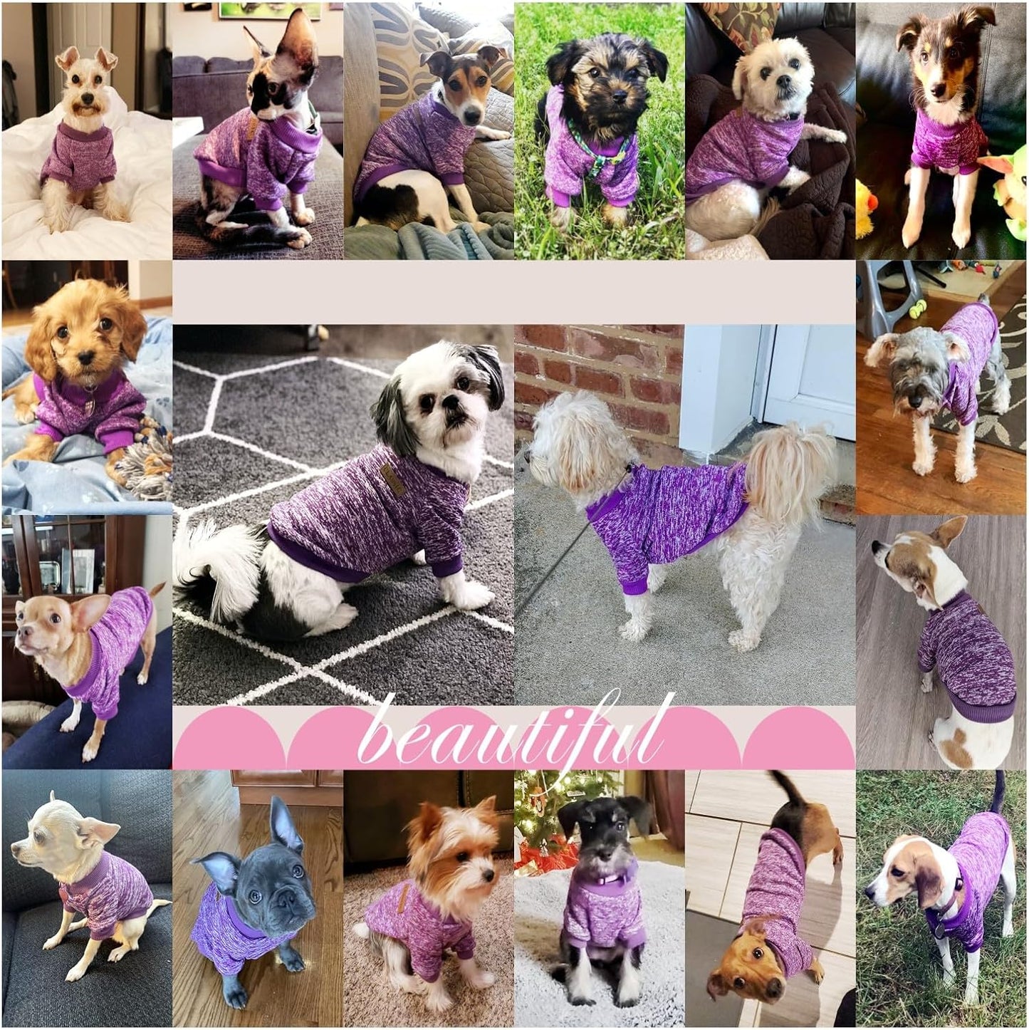 Jecikelon Dog Clothes Dogs Sweater Soft Puppies Clothing Winter Puppy Sweaters Warm Outfit for Dogs Small XXS XS Cat Apparel (Purple, XS)