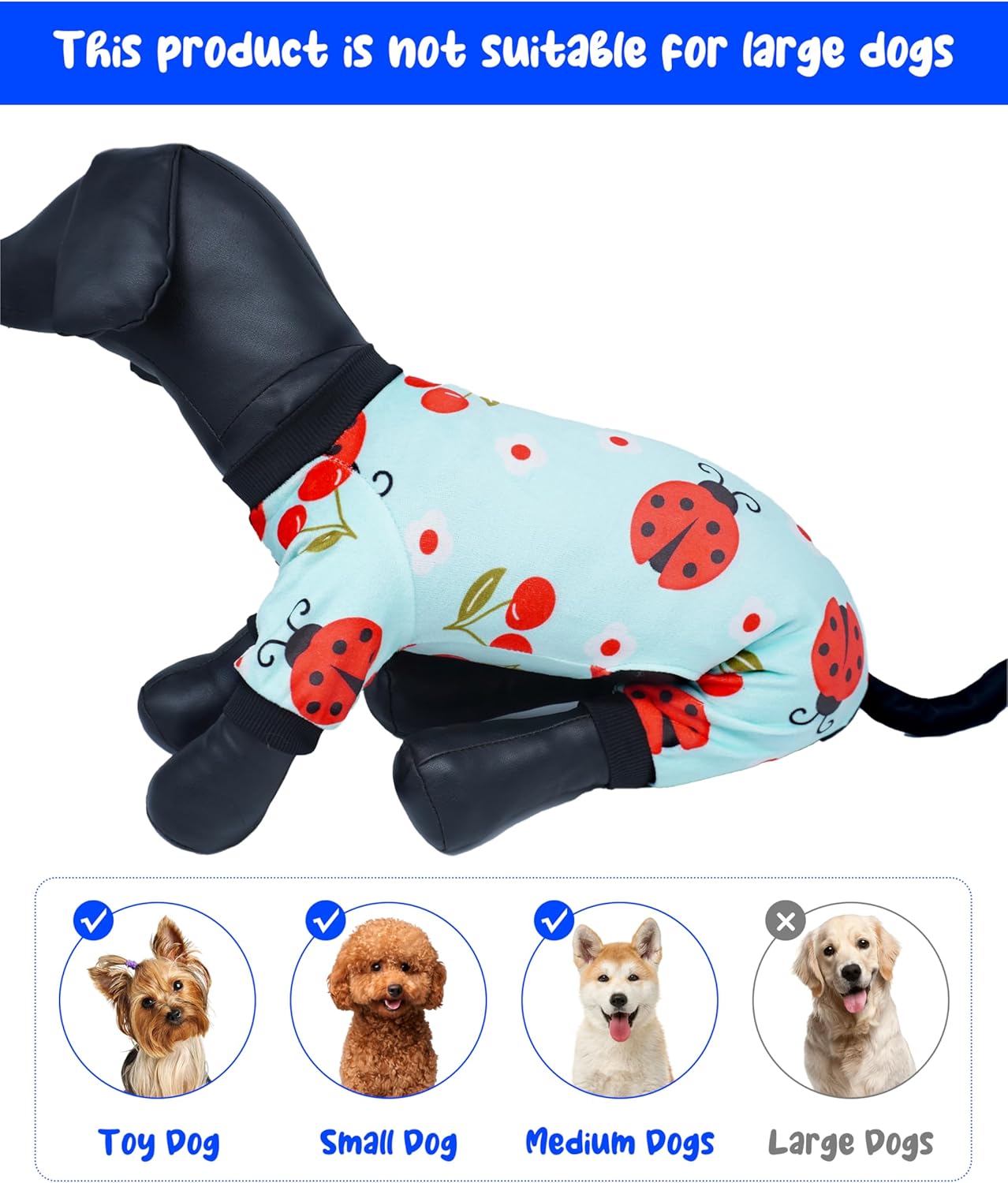 PET SHOW 4 Pack Small Dog Pajamas Spring Dog Clothes for Medium Dogs Girl Boy Soft Stretchy PJs Bee Ladybug Jumpsuit Puppy Floral Onesies Outfits with Sleeve Pets Dachshund Costume(XXL, Spring)