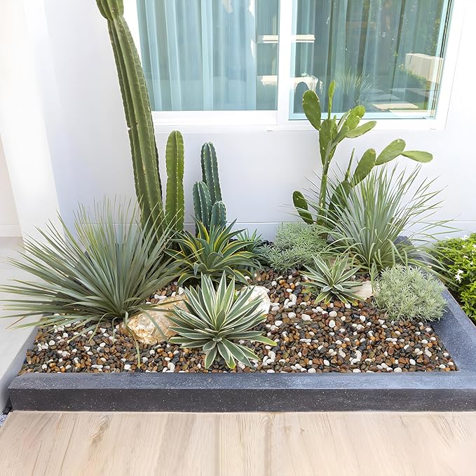 Mr. Fireglass Polished Pebbles, 3/8" Natural Decorative Mixed Color Stones Aquarium Gravel River Rocks for Potted Plants, Landscaping and Home Decor (10-lb Bag)