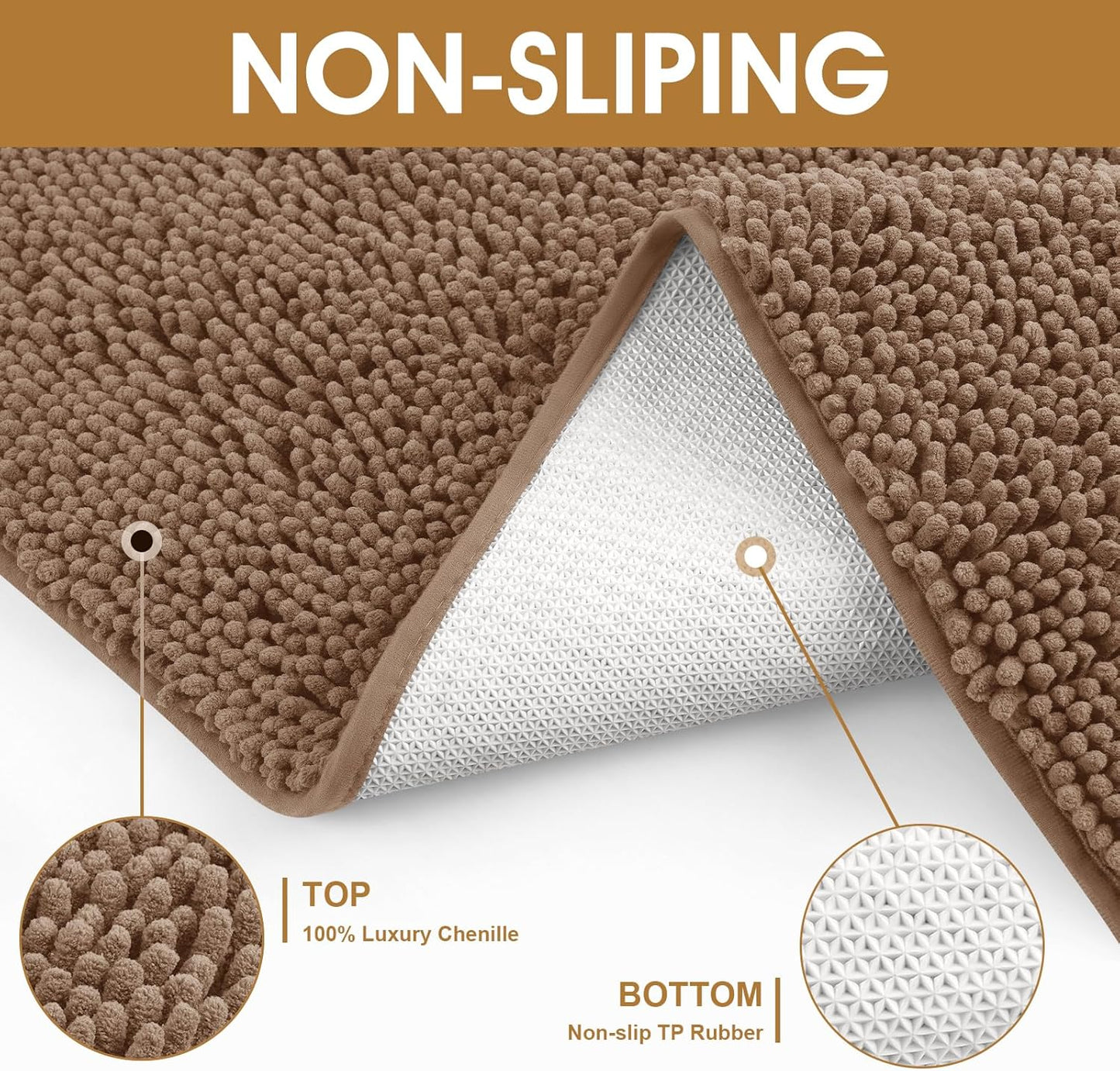 Dog Door Mats for Muddy Paws, Chenille Absorbent Door Mats, Non Slip Heavy Mud Mat for Dogs, Soft Indoor Door Mat for Entryway, Mud Paws, Inside Floor,30" X 20", Camel