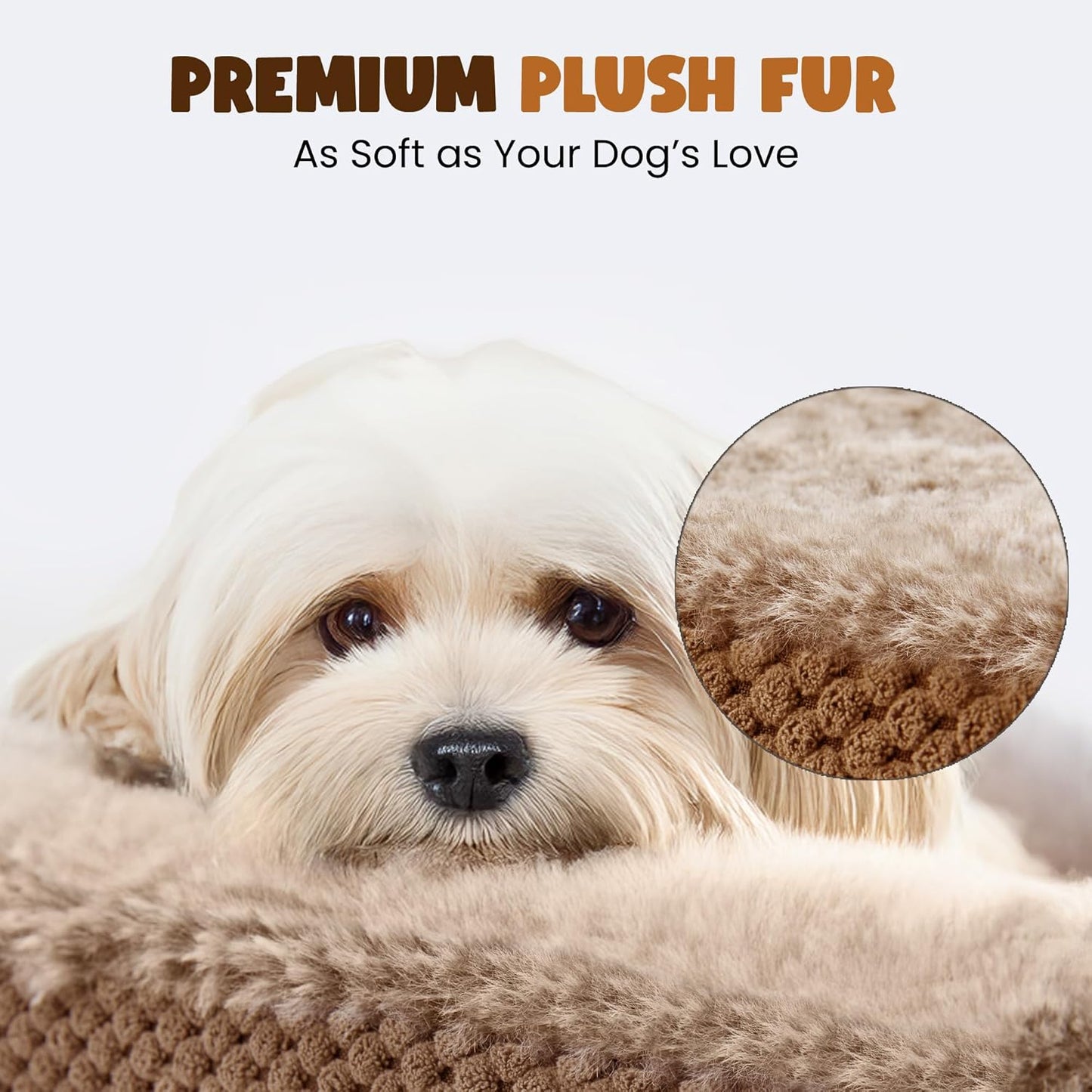 Plush Orthopedic Pet Bed for Small Dogs & Cats, 28" Oval Dog Sofa with Supportive Egg Crate Foam, Washable Removable Cover & Non-Slip Bottom, Bolstered Sides for Comfort, Camel (28")