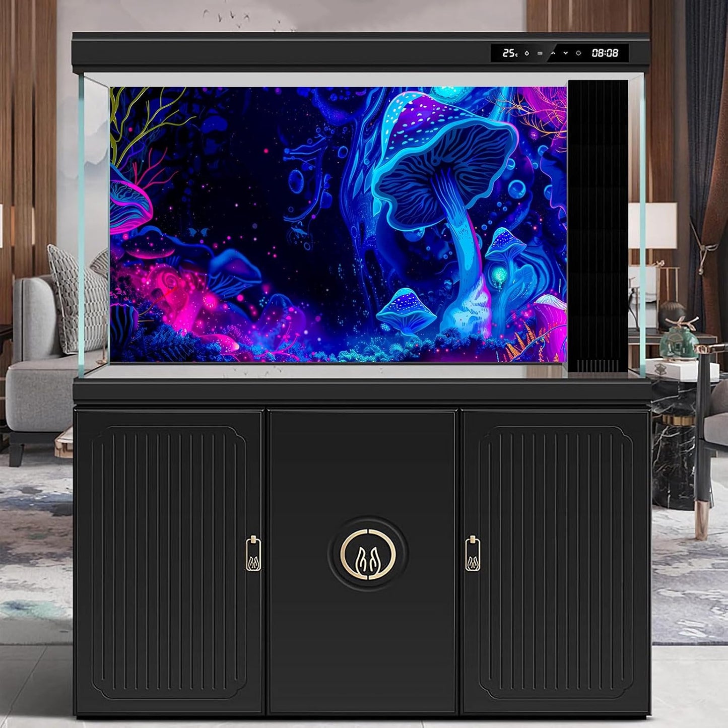 Fantasy Mushroom Forest Aquarium Background Abstract Cartoon Mushroom Reptile Tank Backgrounds Vibrant Jungle Mushrooms Theme Fish Tank Background Magic Mushrooms Reptile Enclosure Backgrounds 24x16in