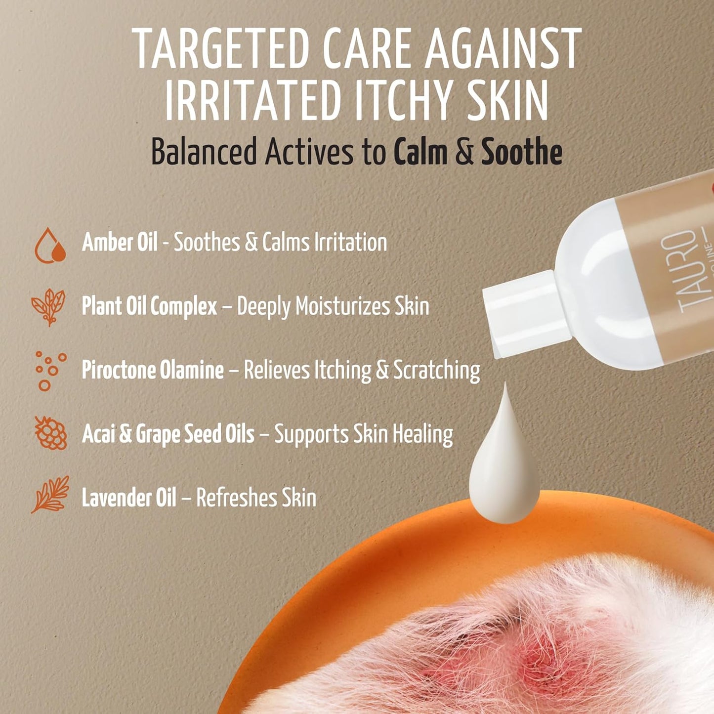 Tauro Pro Line Dog Conditioner for Allergies and Itching - Soothes & Hydrates Dry, Itchy, or Allergy-Prone Skin, Gentle Pet Conditioner for Dogs, Cat & Puppy (Derma Care 13.5 Fl Oz)