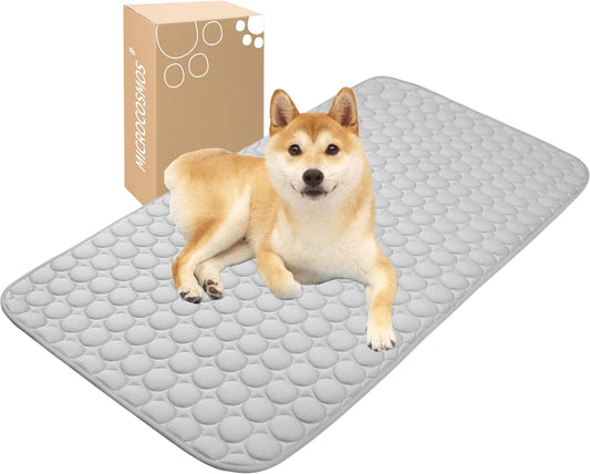 MICROCOSMOS Summer Cooling Mat & Sleeping Pad- Water Absorption Top, Materials Safe, Easy Carry, EZ Clean. Keep Cooling for Pets, Kids and Adults.(Grey, 48" x24")