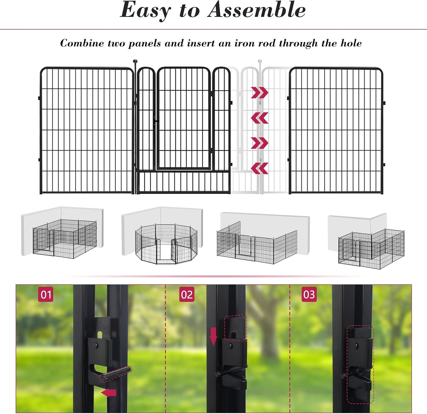 Dog Playpen 40 inch 36 Panels Indoor Outdoor Dog Pen for Large/Medium/Small Dogs Heavy Duty Metal Dog Fence Outdoor for Yard, Puppy Playpen with Door Portable Pet Fence for RV Camping Yard