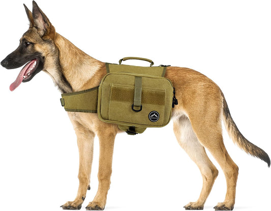 Himal Outdoors Dog Backpack & Saddle Bag, Tactical Hiking Backpack for Large Dogs with Side Pockets & Adjustable Strap