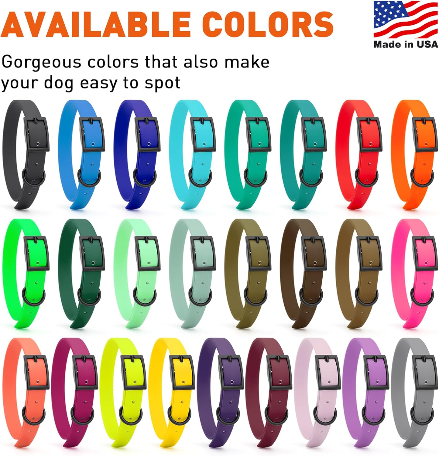 Dogline Biothane Waterproof Dog Collar Strong Coated Nylon Webbing with Black Hardware Odor- Proof for Easy Care Easy to Clean High Performance Fits Small Medium or Large Dogs, Lemon Yellow