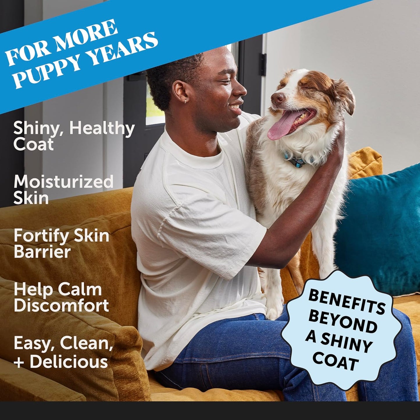 Dog Skin and Coat Supplement with Salmon Oil for Dogs - Allergy Itch Relief + Skin & Coat Health, Dog Food Topper Bone Broth with Salmon Oil, Collagen, Biotin + Vitamin E (12 oz)