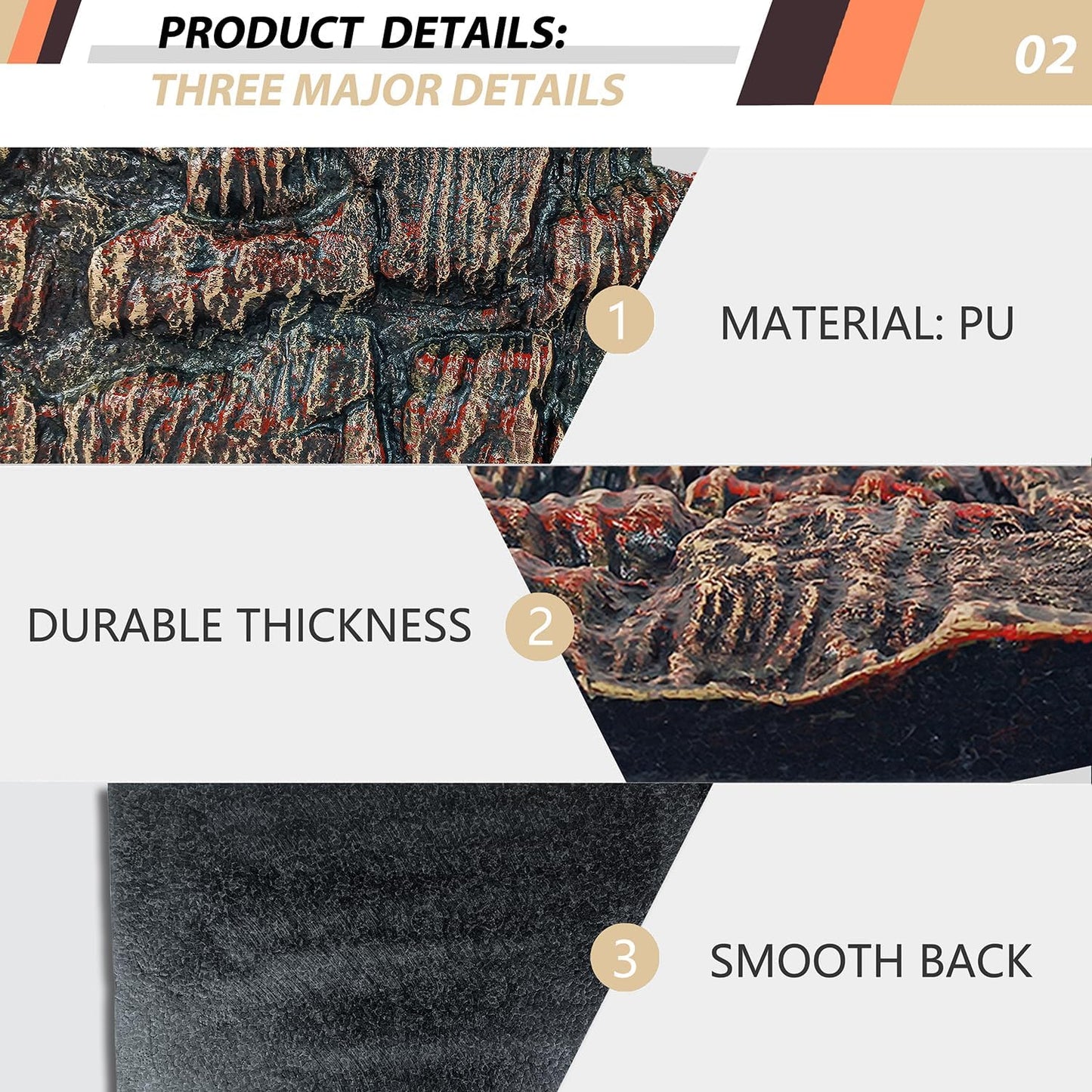 17.7x11.8in Rock Terrarium Background,3D Reptile Tank Background Board,Amphibian Stereo Backdrop Wall,Lizard Snake Gecko Spider Turtle Fish pet silo Background Decorative Panel(Brown)