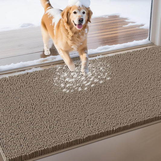 IM HOME Extra Large Dog Door Mats for Muddy Paws, Chenille Absorbent Dog Mats, Non Slip Heavy Mud Mat for Dogs, Soft Pet Mat for Entryway, Mud Paws, Inside Floor,71" x 25", Beige
