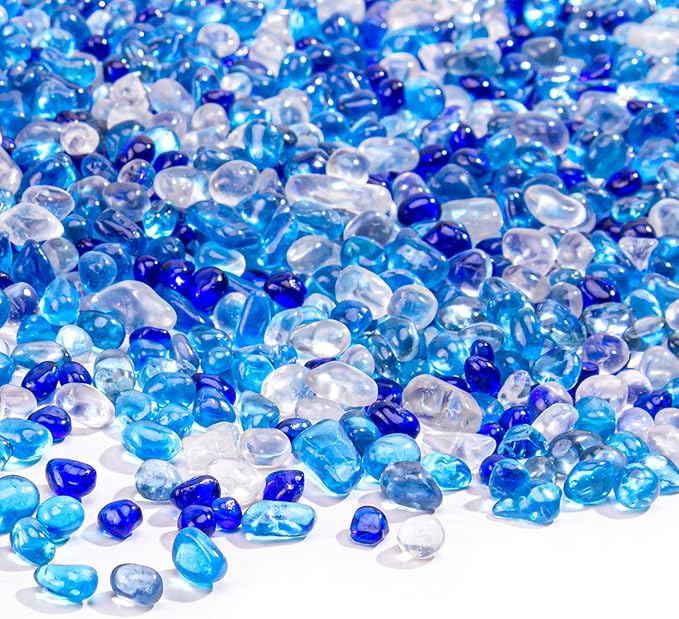 Keedolla 3 Lb Blue Mix Color Aquarium Fish Tank Rocks Gravel, 6-9mm Glass Gemstones Aquarium Decor Rocks Fish Tank Pebbles Vase Fillers