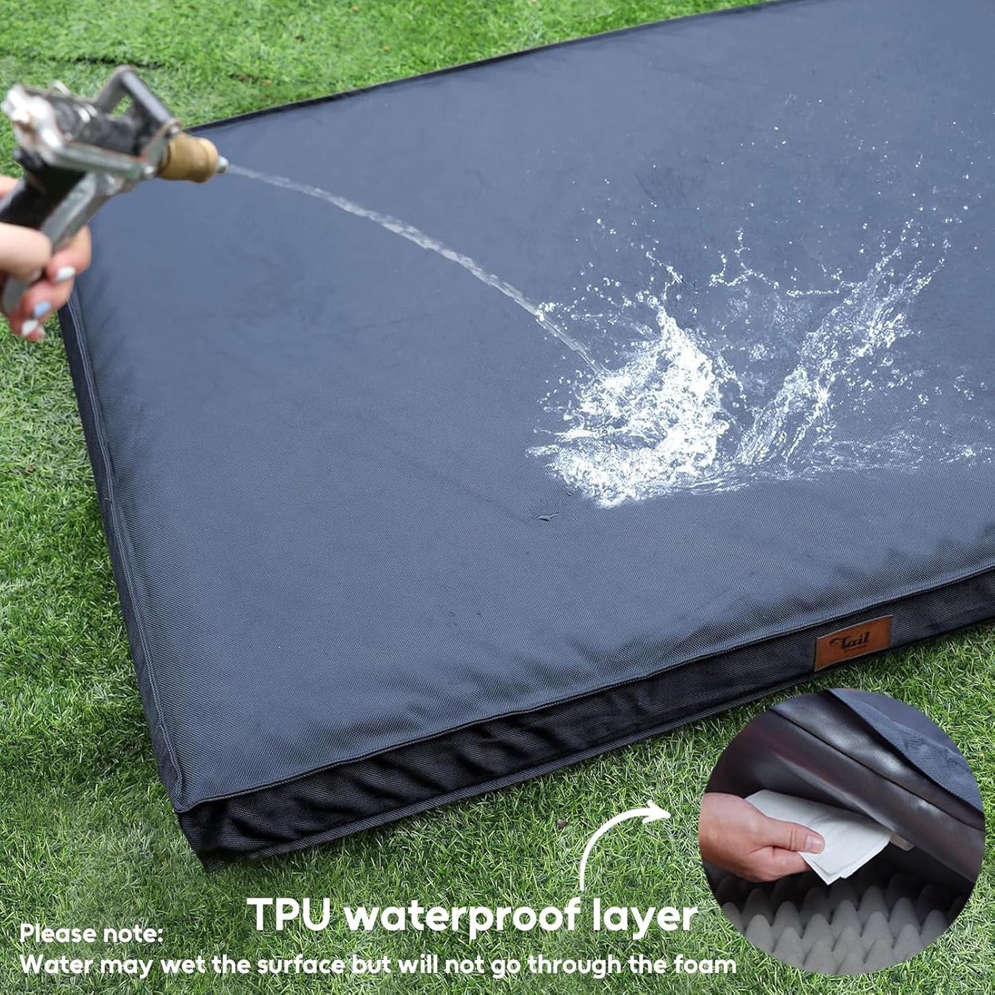 Outdoor XXL Dog Bed Waterproof, Dog Bed for Extra Large Dogs, Orthopedic Egg Foam Pet Bed with Washable and Removable Oxford Cooling Cover, Navy