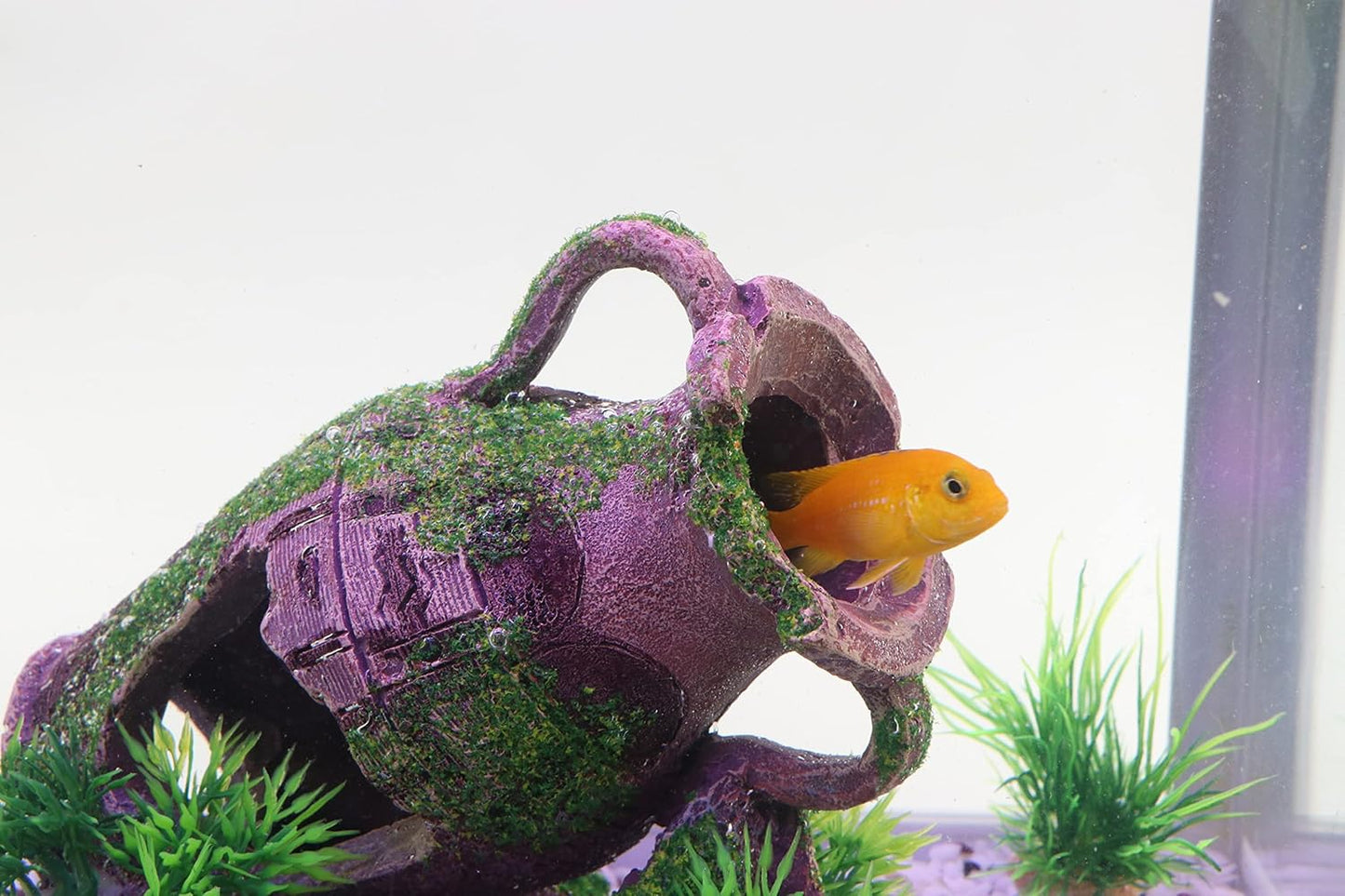 AQUA KT Aquarium Ruins Ancient Greek Leaning Vase Rock Broken Barrel Fish Hiding Cave for Cichlid Betta Marine Freshwater Fish Tank Decoration