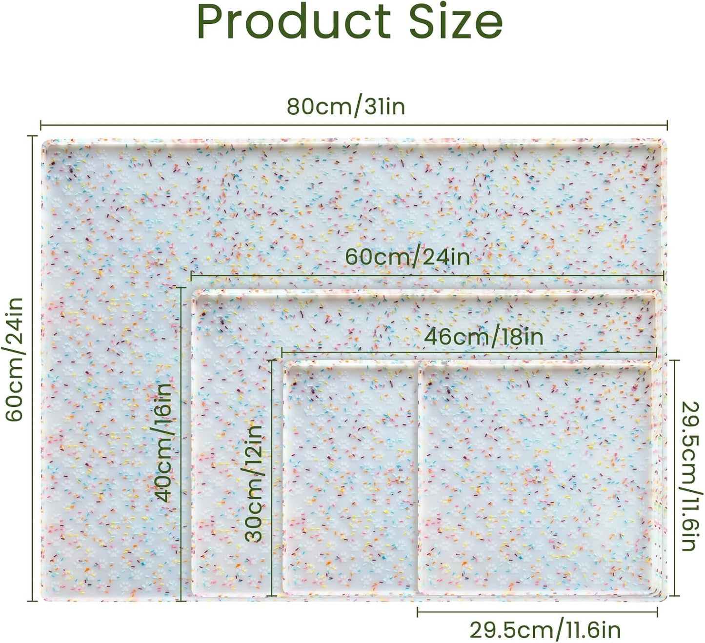 Ptlom Dog Food Mat Anti-Slip Dog Bowl Mats for Food and Water, Waterproof Pet Placemat Prevents Messy Spill to Floor, Silicone Puppy Feeding Tray for Small, Medium and Large Dogs Cats