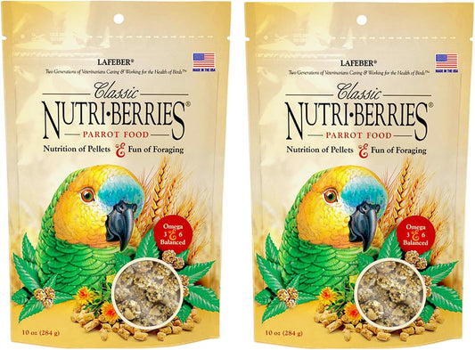 LAFEBER'S Classic Nutri-Berries Pet Bird Food, Made with Non-GMO and Human-Grade Ingredients, for Parrots (10 oz Pack of 2)