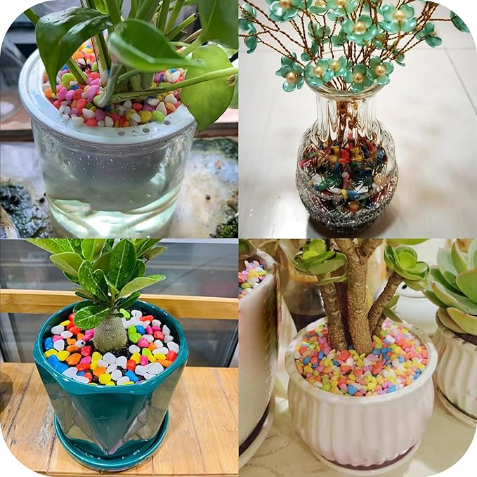 Mixed Color Pebbles for Crafts, 0.9 Pound Natural Polished Aquarium Gravel, Decorative Pebbles for Indoor Plants, Turtle Tank, Vase, Succulents Cactus, Garden Landscaping