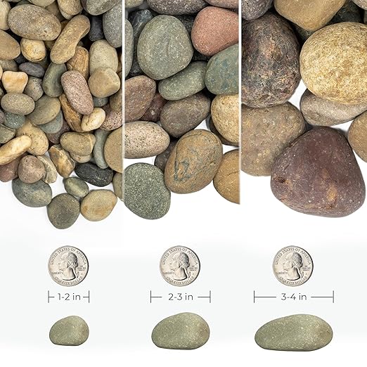 Pebbles for Indoor Plants 20lbs, 1-2 Inch Natural River Rocks, Hand-Picked Premium Stones for Landscaping and Garden Design, Fish Tank, Flower Pots, Pathways and Backyard, Mixed Color