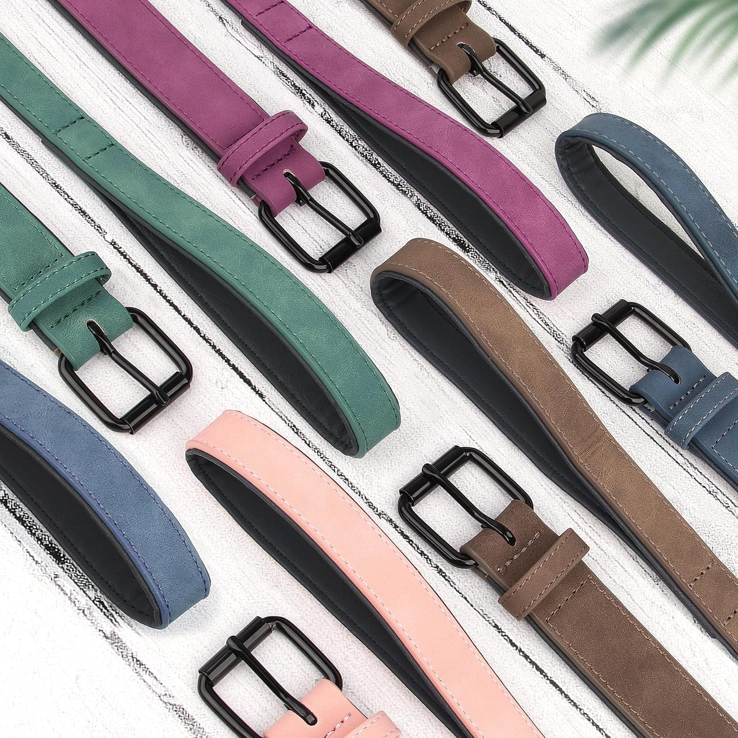 Didog Soft Padded Leather Dog Collar and Leash Set, Adjustable Dog Leash and Collar Set with Metal Buckle, Breathable Dog Collars with 4FT Faux Leather Dog Leash for Small Medium Large Dogs, Blue, XL