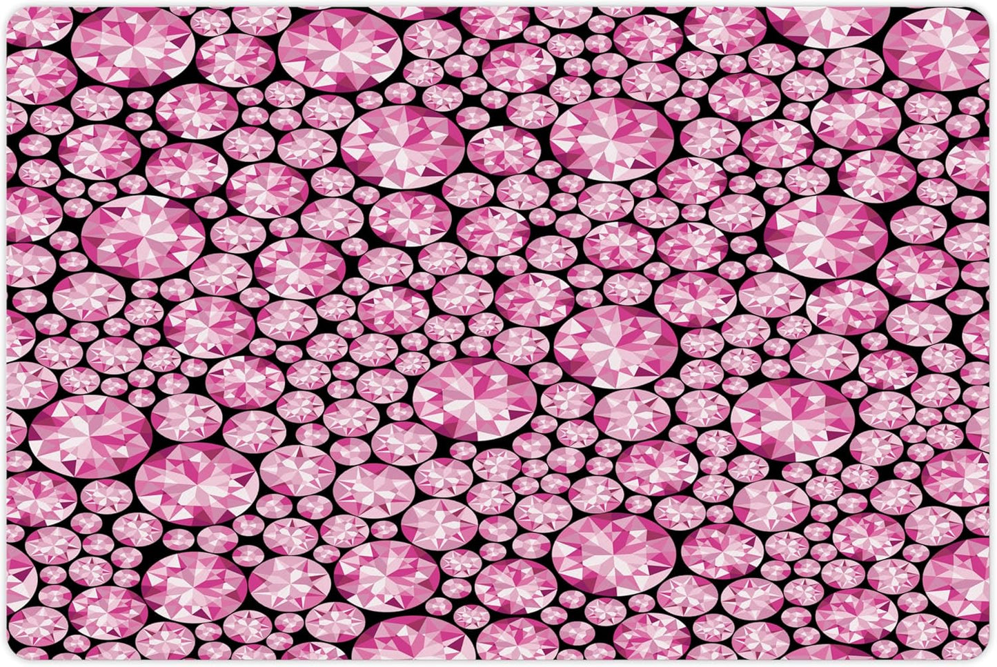 Lunarable Feminine Pet Mat for Food and Water, Big Vivid Diamond on The Dark Background Engagement and Wedding Themed Print, Non-Slip Rubber Mat for Dogs and Cats, 18" X 12", Pink