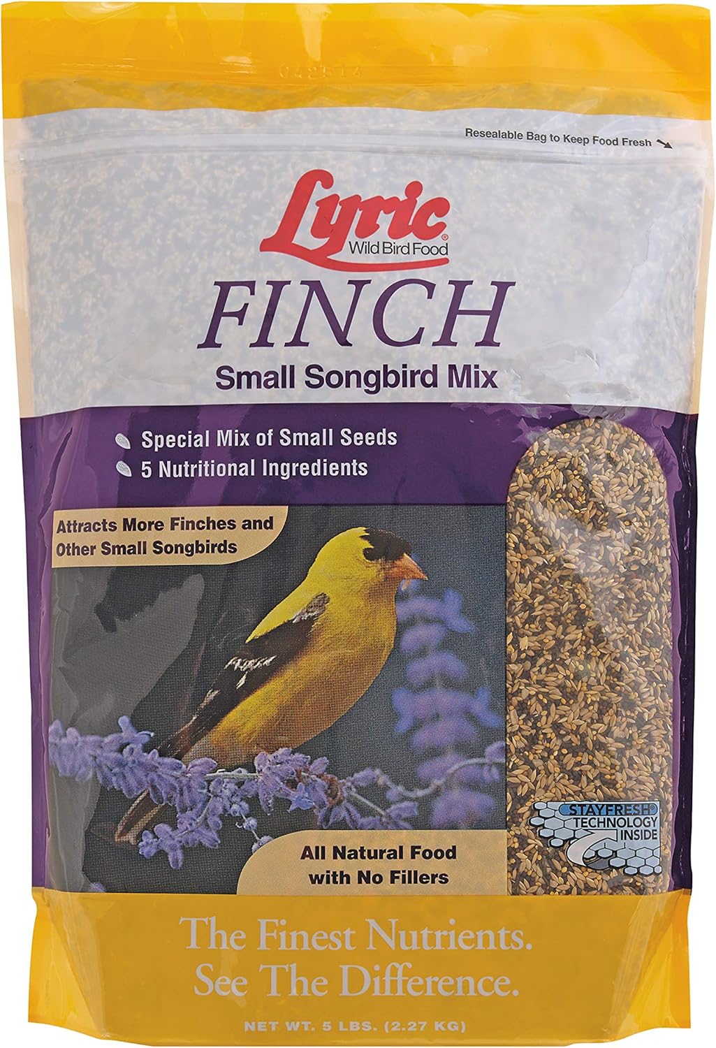 Lyric Fine Tunes No Waste Bird Seed 5 lb. Bag and Lyric Finch Small Songbird Wild Bird Food 5 lb. Bag for Outdoor Bird Feeders