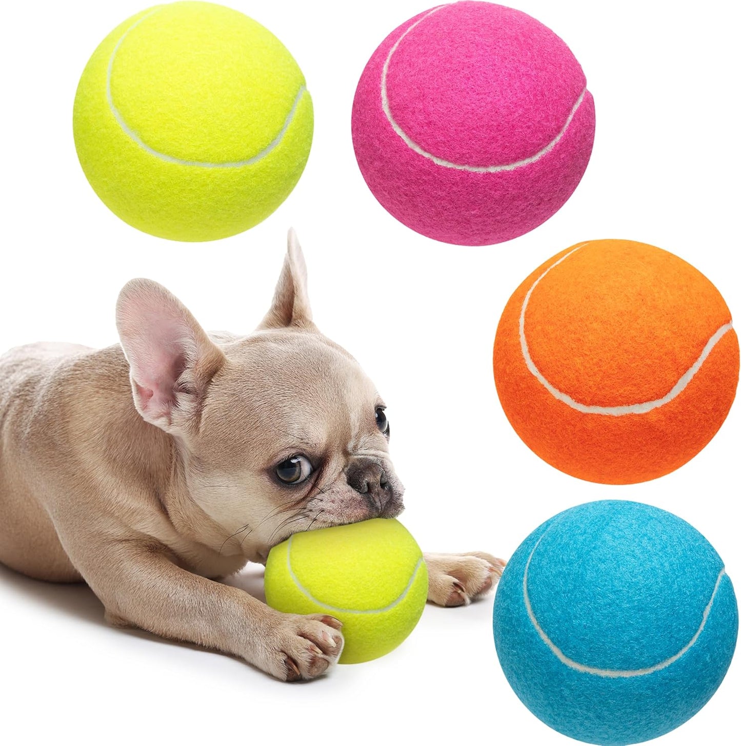 Large Dog Tennis Balls 4-Pack, 4 inch Interactive Big Dog Toy Ball for Small Medium Large Dogs, Dog Toys for Outdoor/Indoor Sports, Fetch, Training & Play