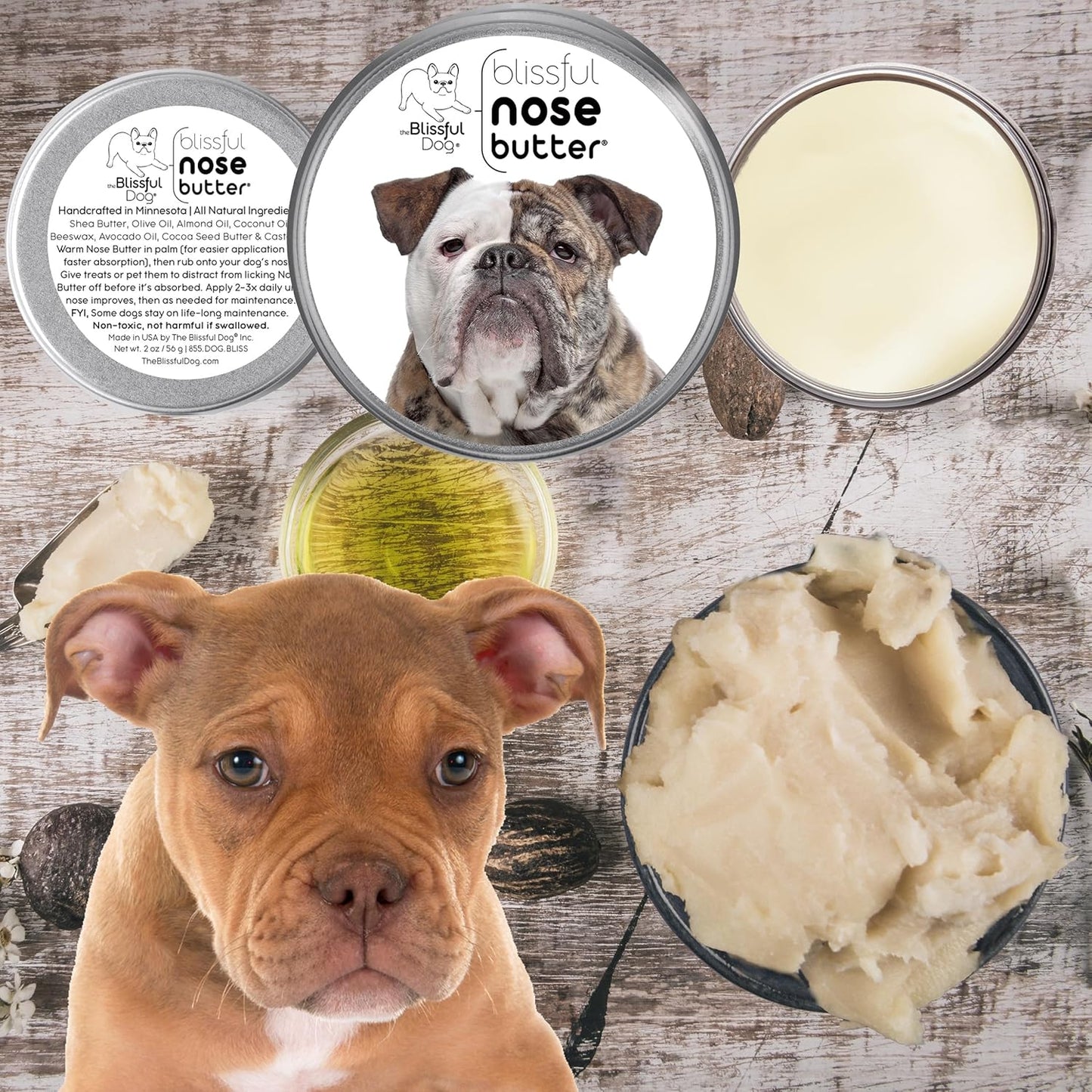 The Blissful Dog Olde English Bulldogge Unscented Nose Butter - Dog Nose Butter, 1 Ounce