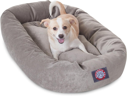 Majestic Pet 32 Inch Micro Velvet Calming Dog Bed Washable 32x23x7 (inch) – Cozy Soft Round Donut Dog Bed with Spine for Head Support - Pet Bed Medium - Vintage (2025)
