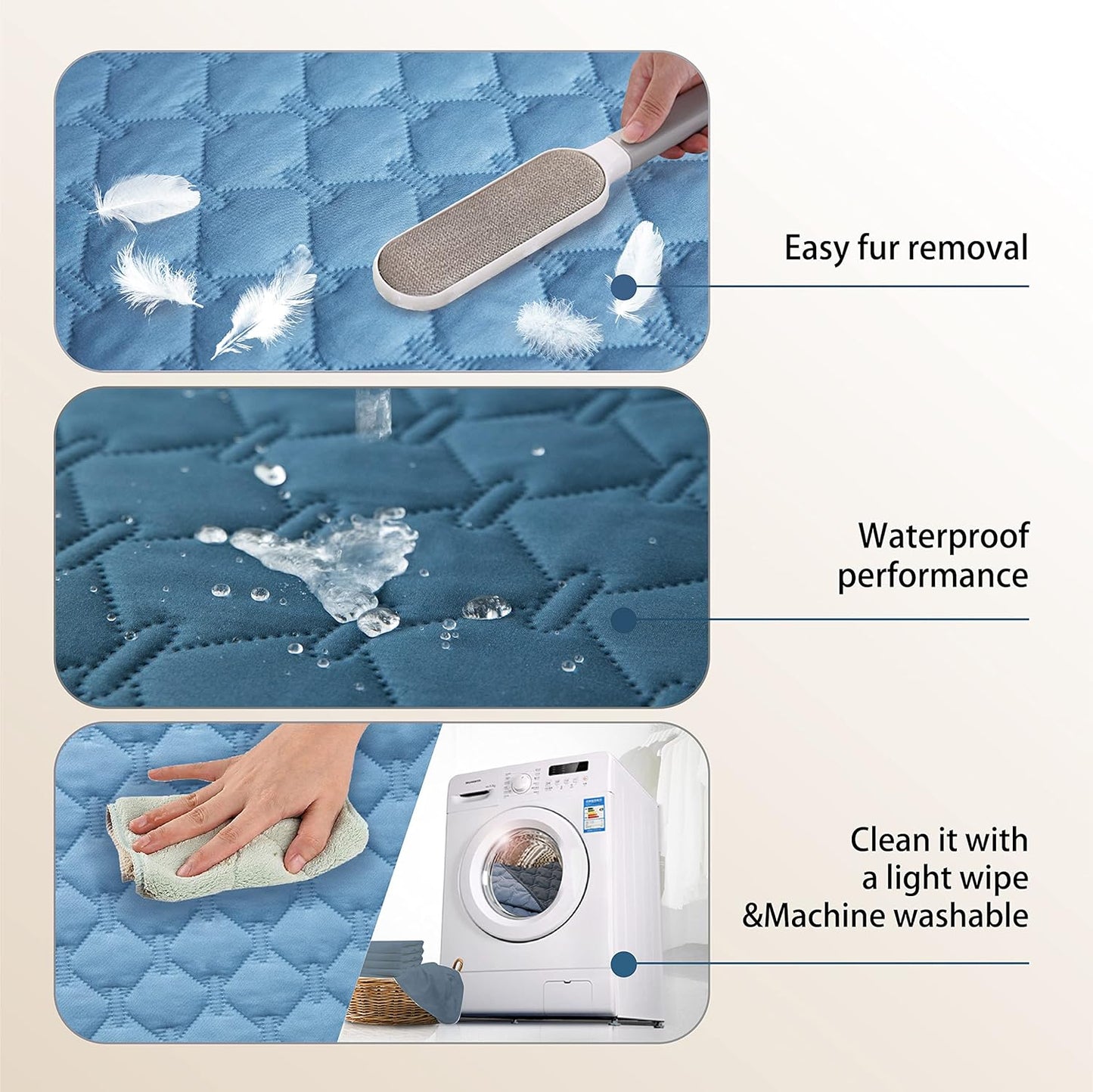 gogobunny 100% Double-Sided Waterproof Dog Bed Cover Pet Blanket Sofa Couch Furniture Protector for Puppy Large Dog Cat, Reversible (82x82 Inch (Pack of 1), Dark Blue/Light Blue)